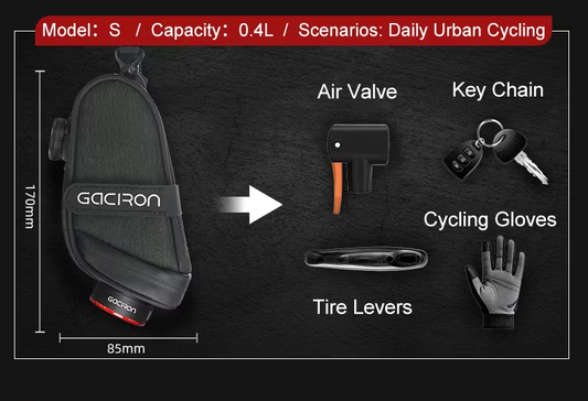 Gaciron BIRD NEST 300G Aero Saddle Bag with Magnetic Smart Taillight (S only)